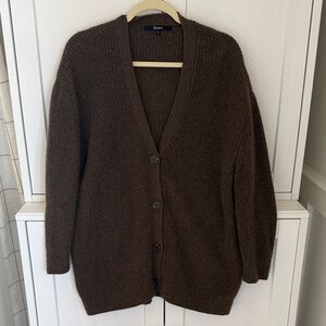 Quince Mongolian Cashmere Boyfriend Cardigan in Brown